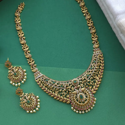 Manjari Peacock Haram - Gold Inspired