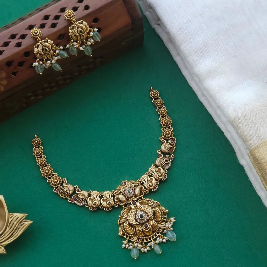 Megha Antique Peacock Neckpiece