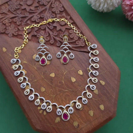 Melina AD Party Wear Necklace - Ruby