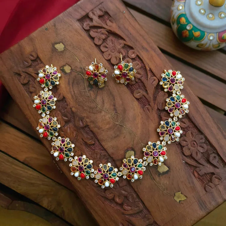 Ivory Colorful AD Stone Necklace