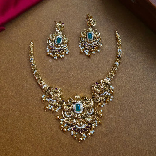 Abhi Gold Inspired Antique Necklace