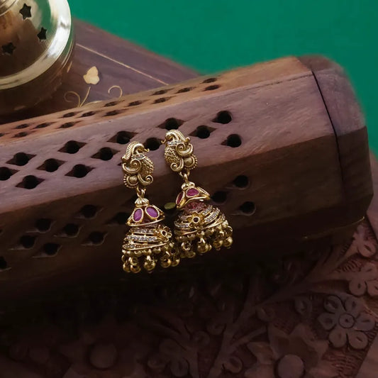 Real Gold Inspired Peacock Jhumka