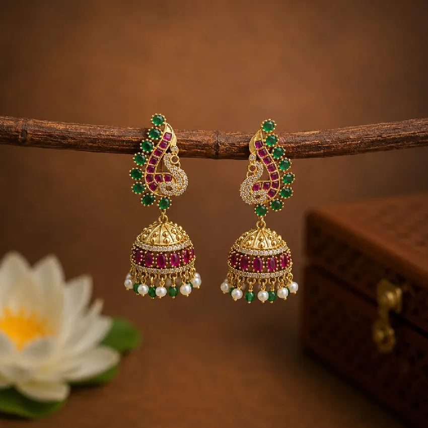 AD Peacock Jhumka