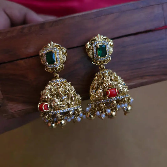 Antique Traditional Red Coral Jhumka