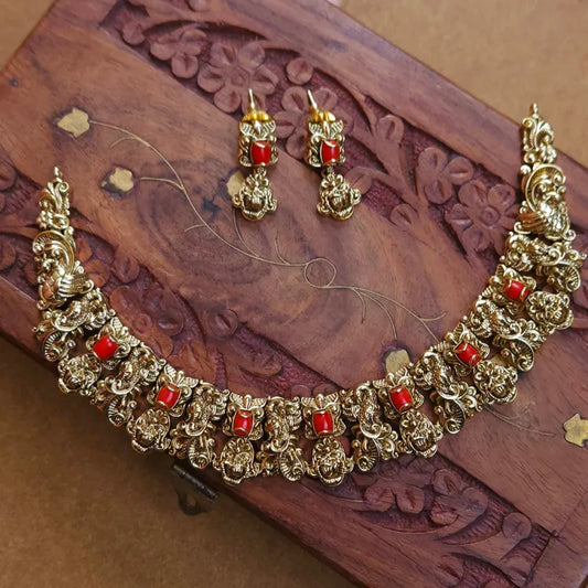 Thoovi - Red Coral Antique Necklace