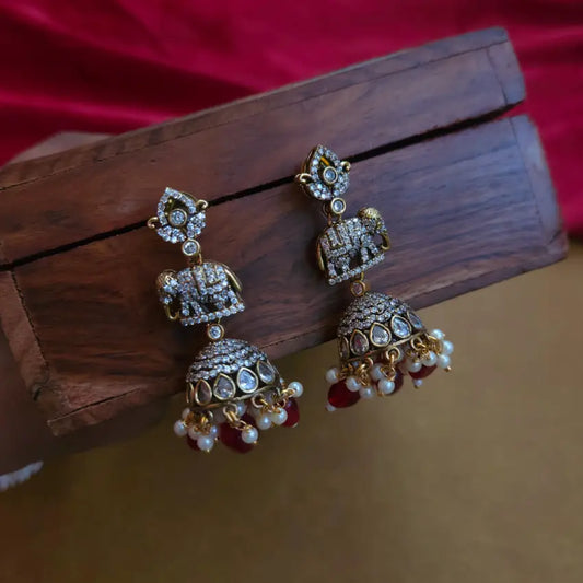 Vcitorian Jhumka - Maroon