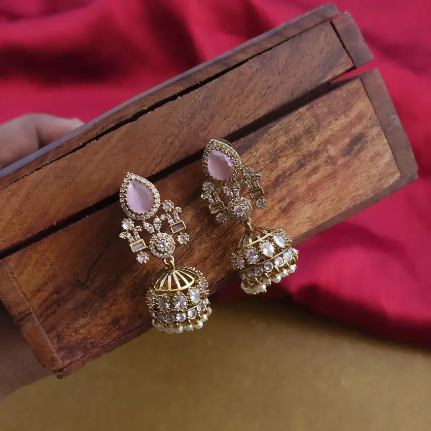 Victorian AD Jhumka - Pink
