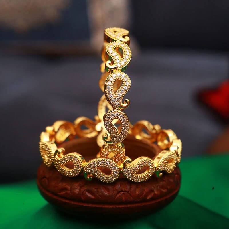 White American Diamond Mango Bangles