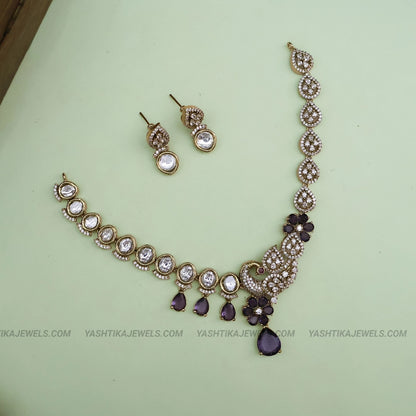 Peacock Victorian Necklace - Purple