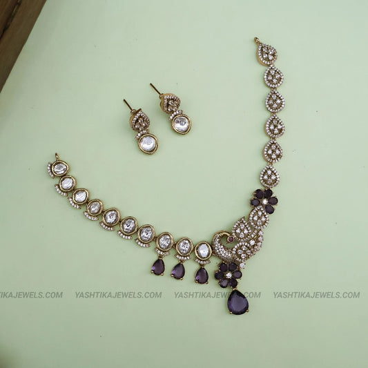 Peacock Victorian Necklace - Purple
