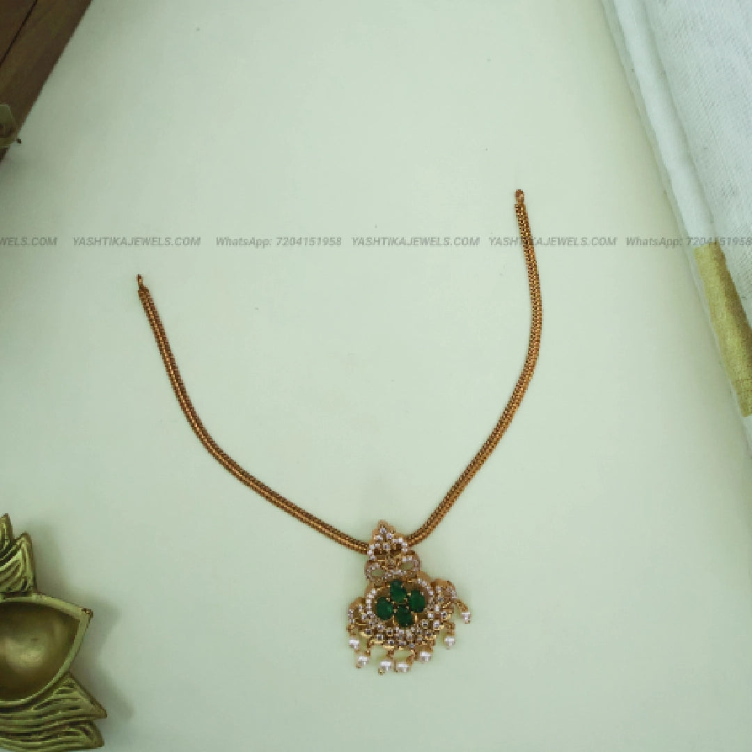 Floral Emerald Pendant Necklace Set | Kids Friendly