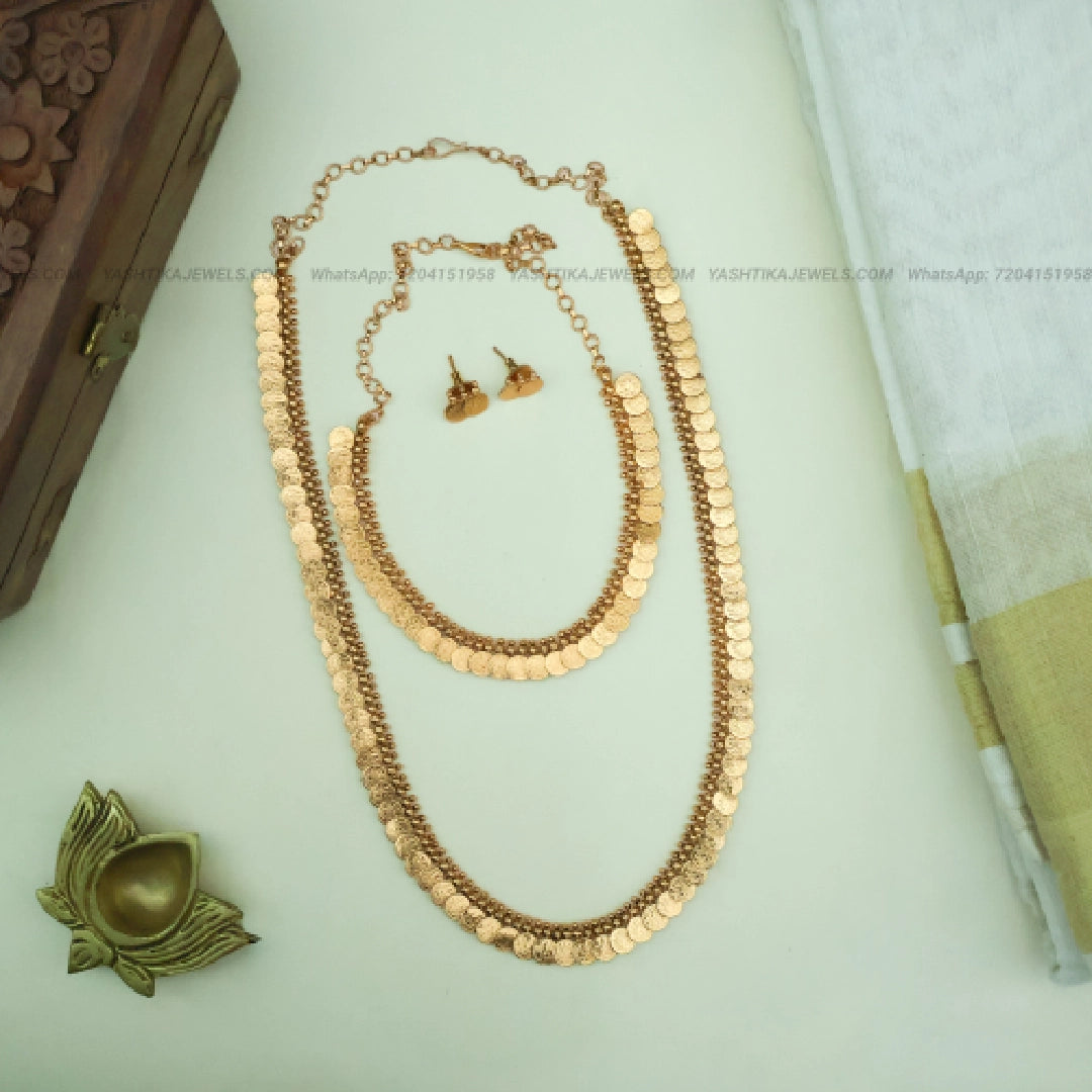 Traditional Lakshmi Coin Haram & Necklace | Gold Finish