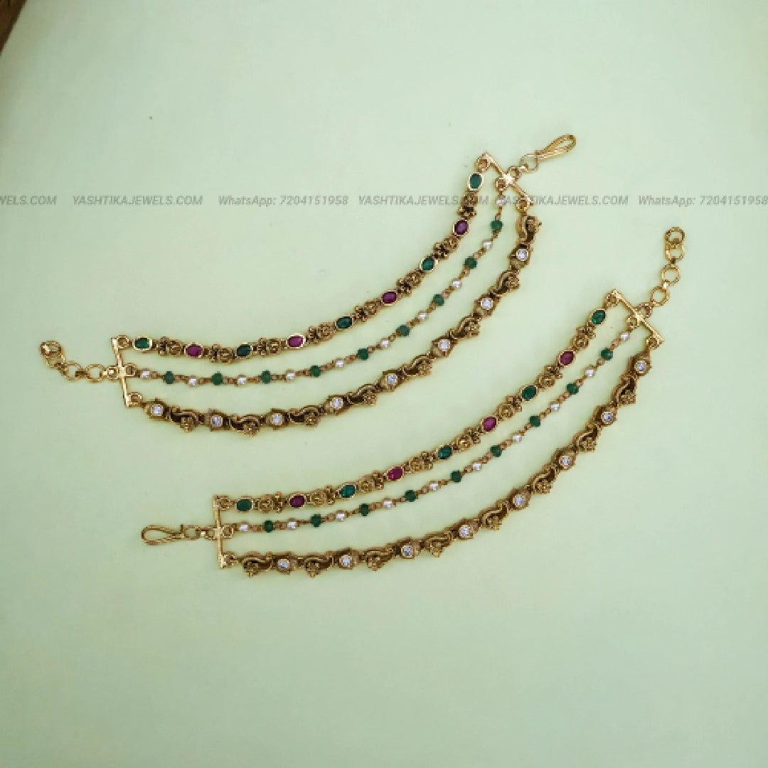 Peacock Layered Bridal Earchain