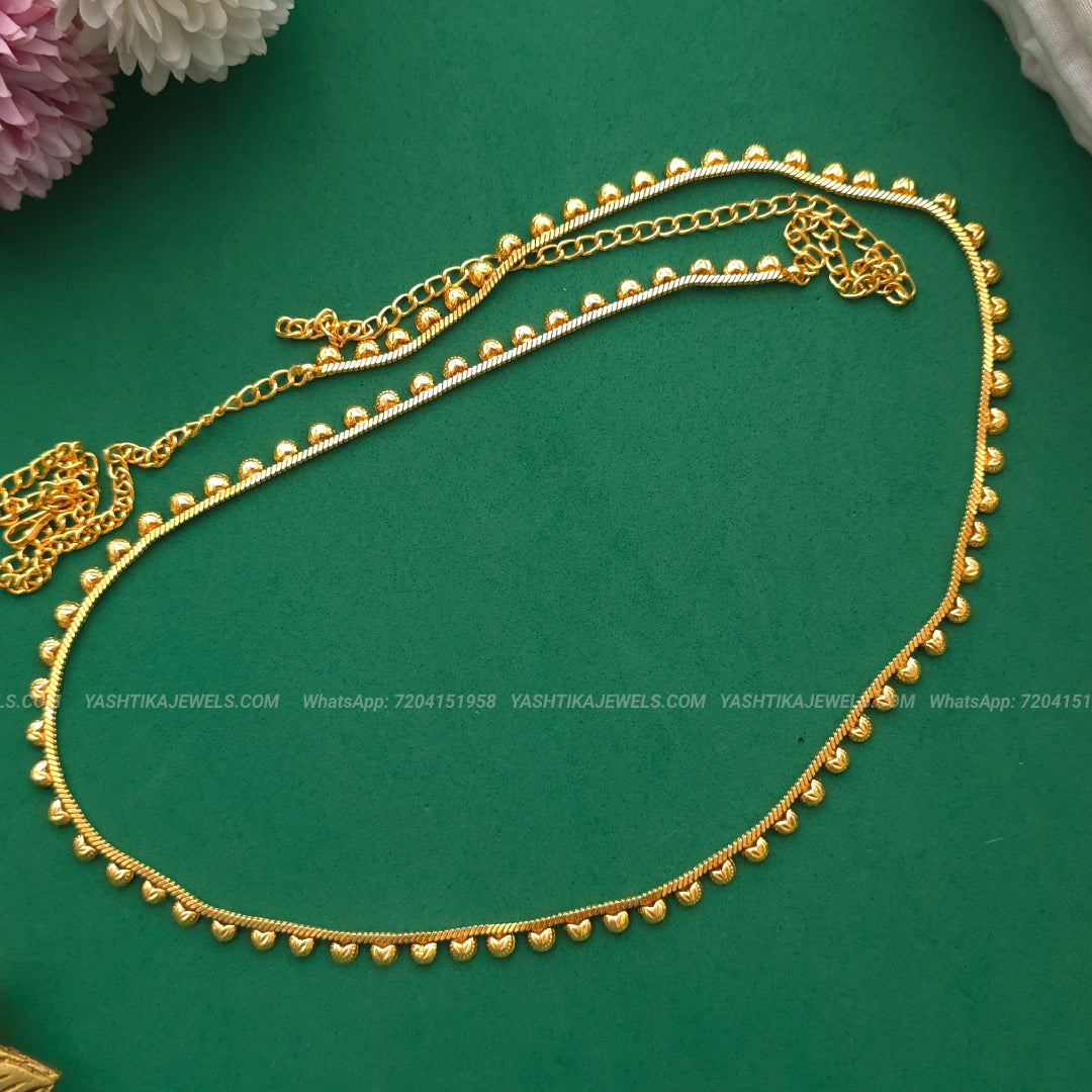 Antique gold weightless hip chain with leaf-drop motif - adjustable waist belt