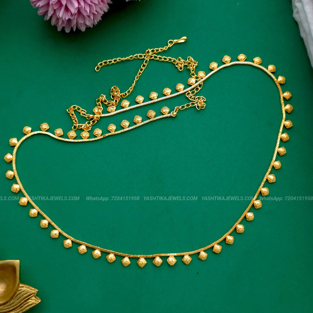 Antique gold weightless hip chain with leaf-drop motif - adjustable waist belt
