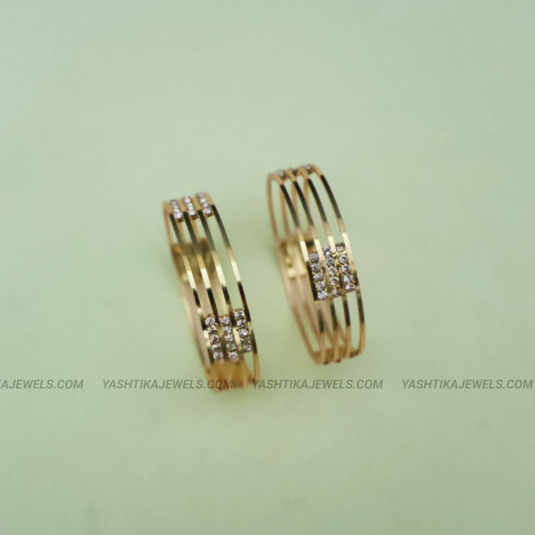 Gold inspired multi-line kids bangles with stone accent panel
