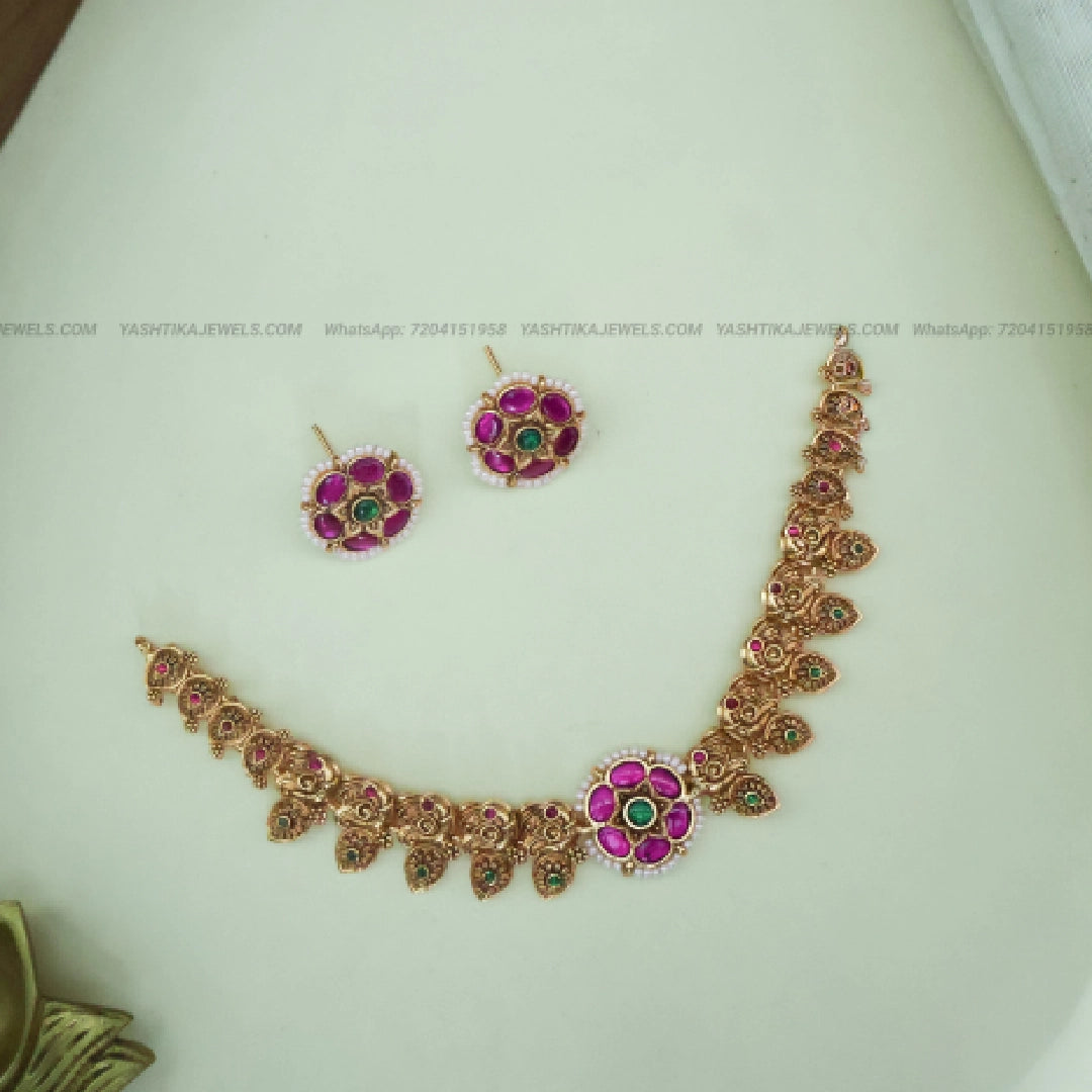 Peacock Jadau Statement Choker Necklace | Gold Replica