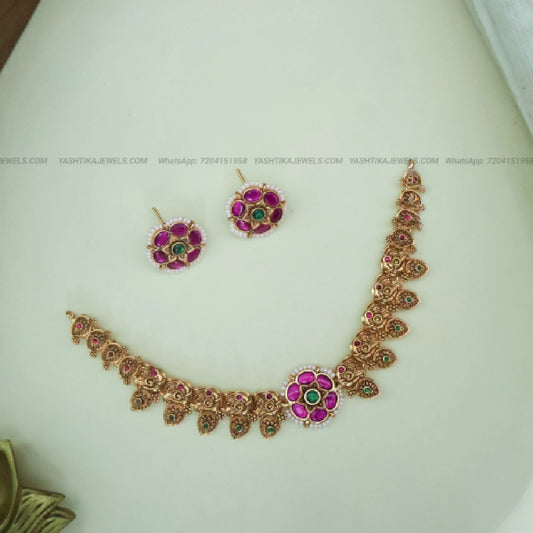 Peacock Jadau Statement Choker Necklace | Gold Replica