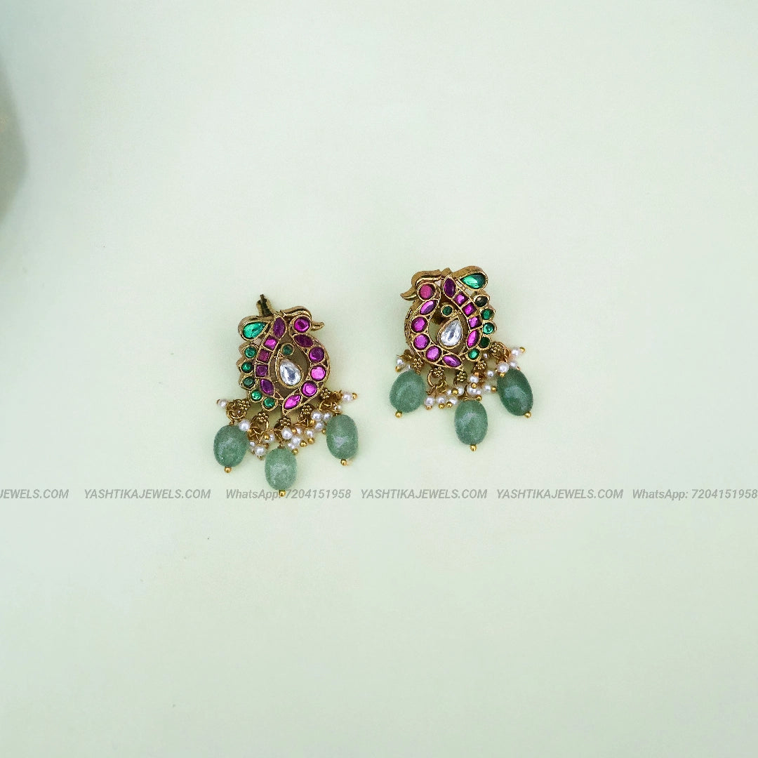 Peacock Jadau Statement Necklace Set with Earrings | Yazhi