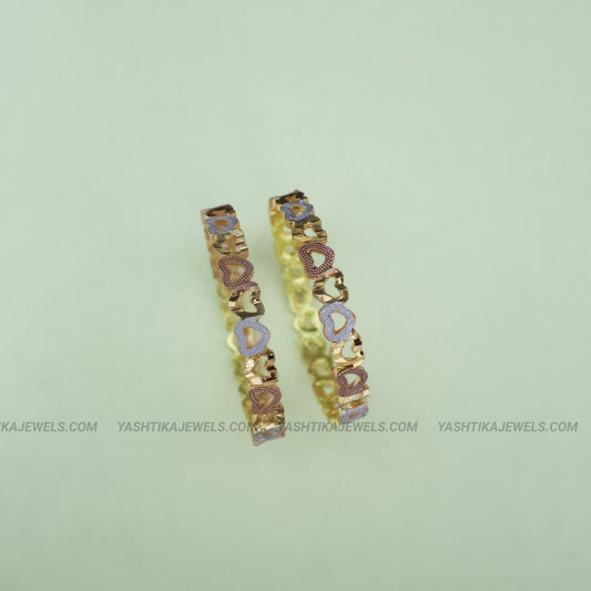 Kids heart enamel bangles pair with pastel detailing - gold finish