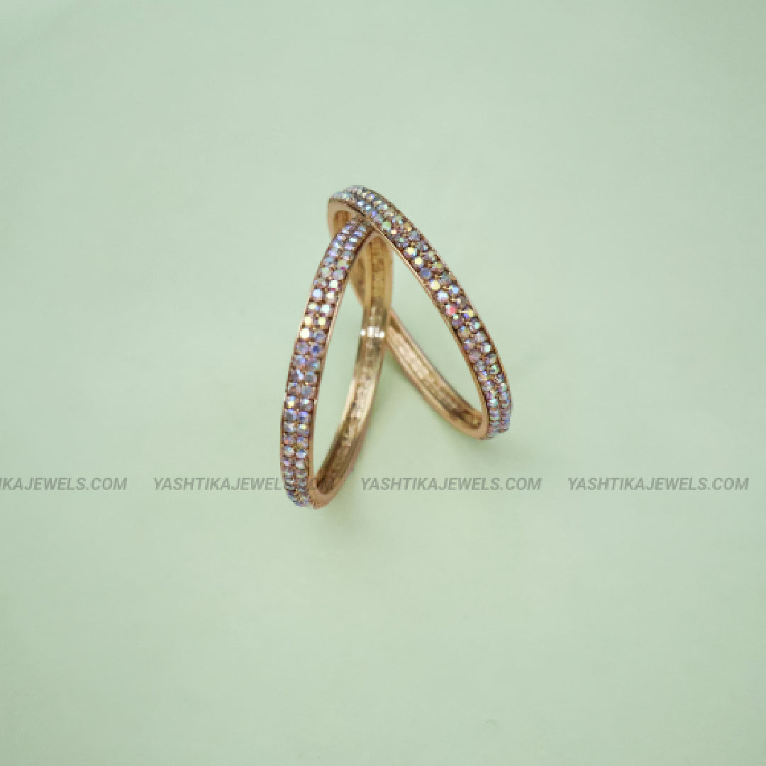 Kids full stone rose gold bangles pair - premium sparkle finish