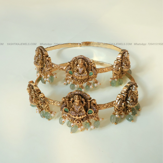 Antique Lakshmi Vanki With Green Strawberry Beads