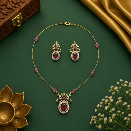Floral Red Invisible Neckpiece