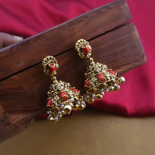 Antique Coral Jhumka