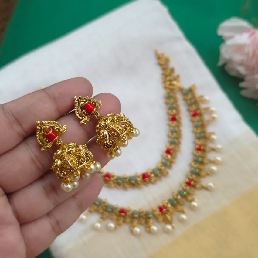 Peacock Coral Dual Layer Necklace