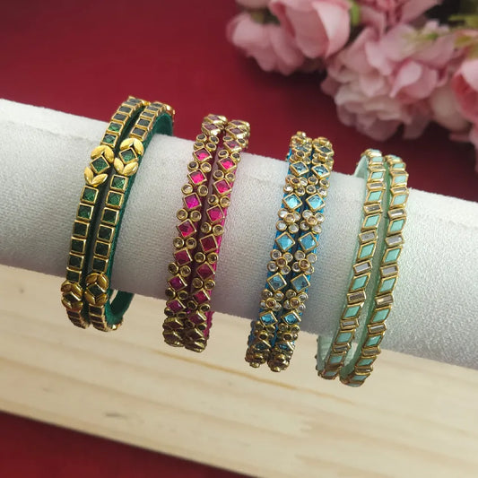 Silk Thread - Floral Kundan Bangles