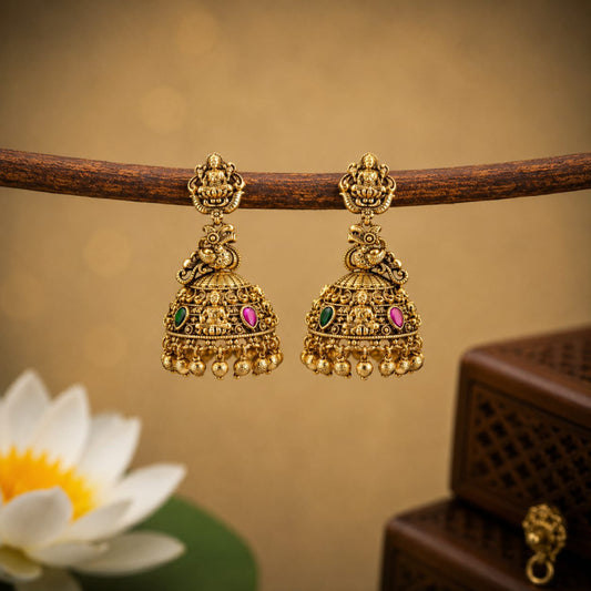 Peacock Jadau Jhumka