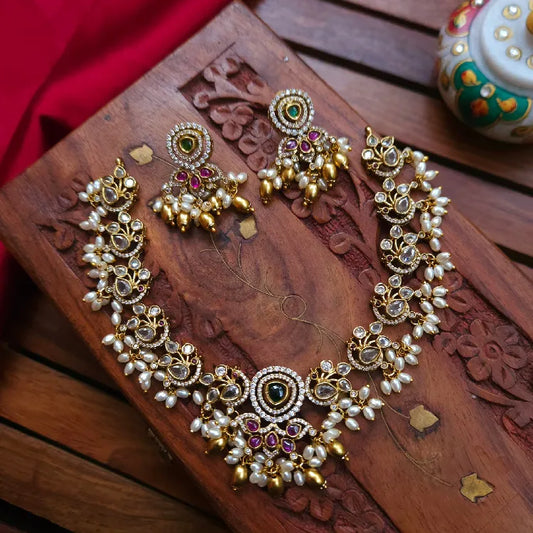 Peacock Victorian AD Stone Necklace